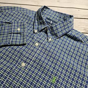 Ralph Lauren Men's XL Classic Fit Navy Multicolor Plaid Long Sleeve Button Shirt